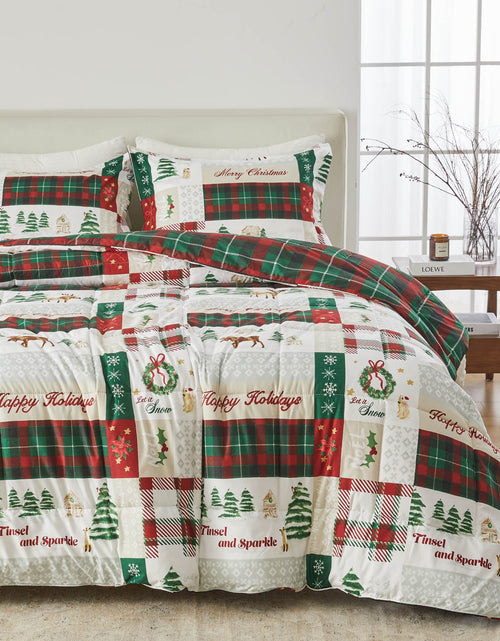 Load image into Gallery viewer, Reversible Christmas Comforter and Sham Set - Holiday / Lodge Odette Collection

