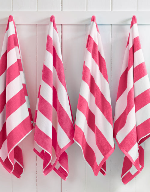 Load image into Gallery viewer, Cotton Velour Cabana Stripe Beach Towel - Novia Collection
