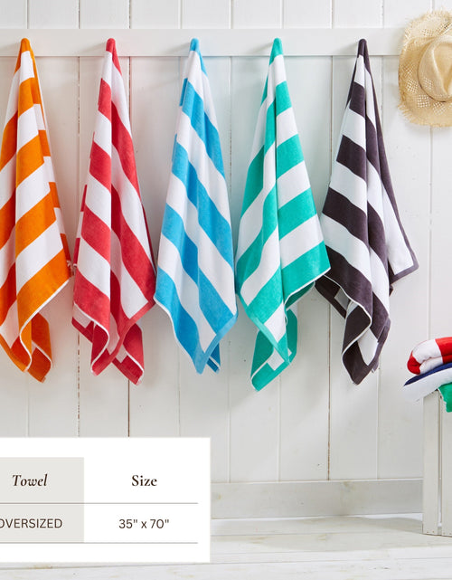 Load image into Gallery viewer, Cotton Velour Cabana Stripe Beach Towel - Novia Collection
