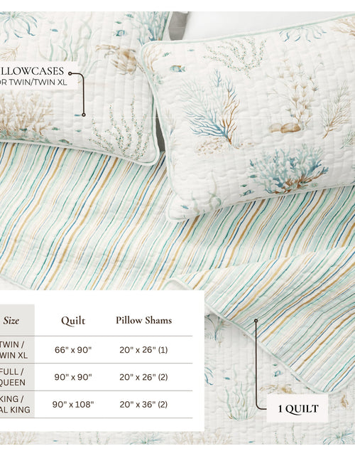 Load image into Gallery viewer, Coastal Printed Cotton Quilt Set - Santa Barbara Collection
