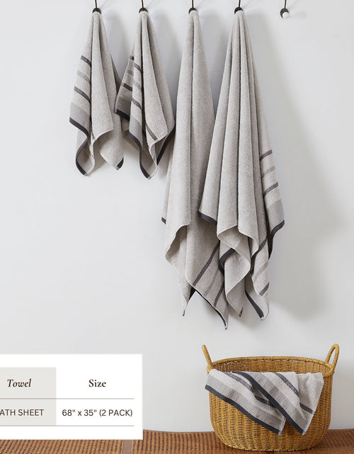 Load image into Gallery viewer, Decorative Cotton Stripe Bath Towel Set - Noelle Collection
