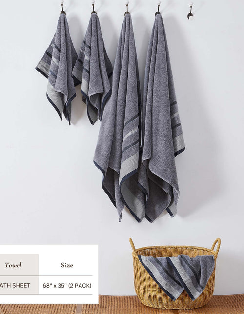 Load image into Gallery viewer, Decorative Cotton Stripe Bath Towel Set - Noelle Collection
