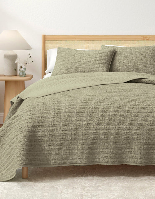 Load image into Gallery viewer, 100% Cotton Honeycomb Waffle Garment Washed Quilt Set - Genevieve Collection
