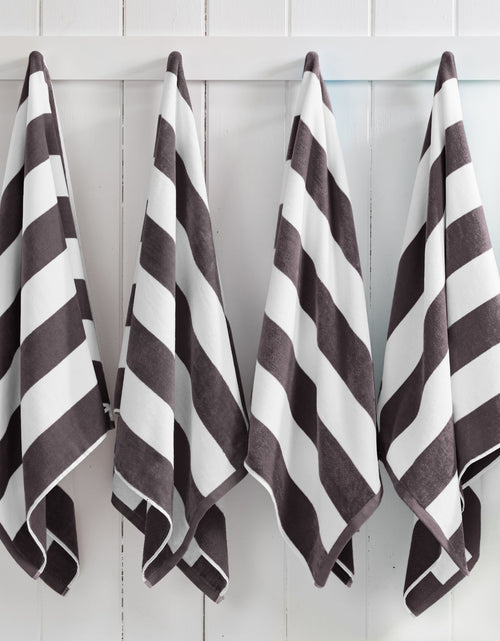 Load image into Gallery viewer, Cotton Velour Cabana Stripe Beach Towel - Novia Collection
