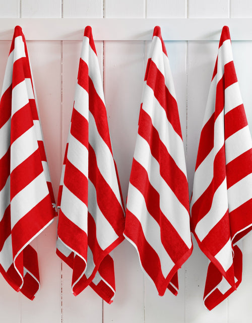 Load image into Gallery viewer, Cotton Velour Cabana Stripe Beach Towel - Novia Collection
