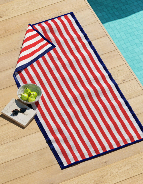 Load image into Gallery viewer, Oversized Striped Border Cabana Beach Towel - Santa Cruz

