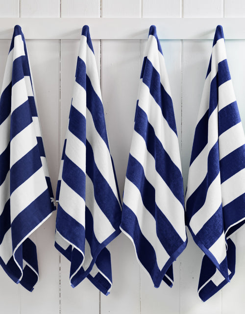 Load image into Gallery viewer, Cotton Velour Cabana Stripe Beach Towel - Novia Collection
