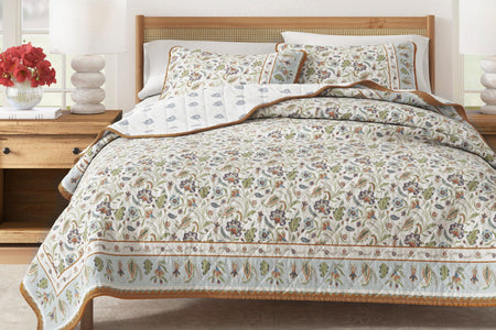 Floral Boho Printed Cotton Quilt Set - Indira Collection