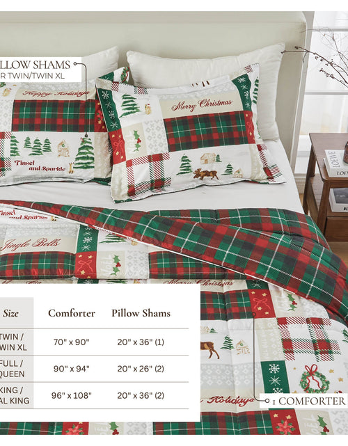 Load image into Gallery viewer, Reversible Christmas Comforter and Sham Set - Holiday / Lodge Odette Collection
