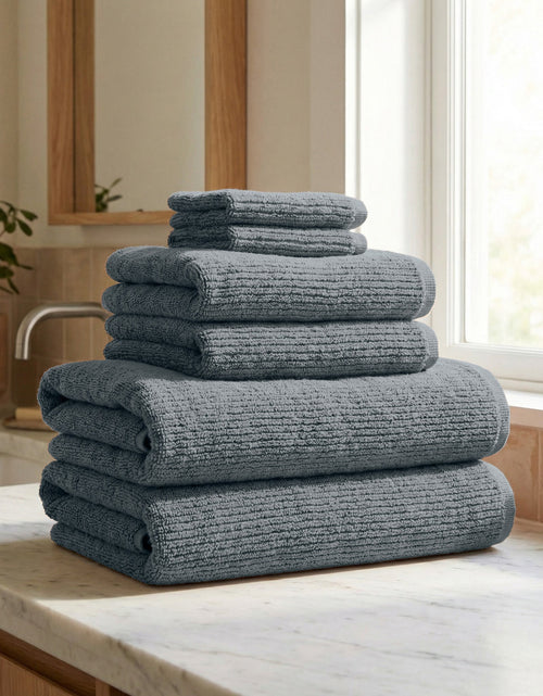 Load image into Gallery viewer, Turkish Cotton Ribbed 6-Piece Bath Towel Set - Georgiana Collection
