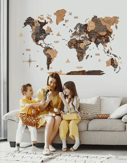 Load image into Gallery viewer, 3D Wooden World Map Multicolor
