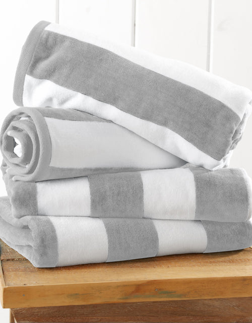 Load image into Gallery viewer, Cotton Velour Cabana Stripe Beach Towel - Novia Collection
