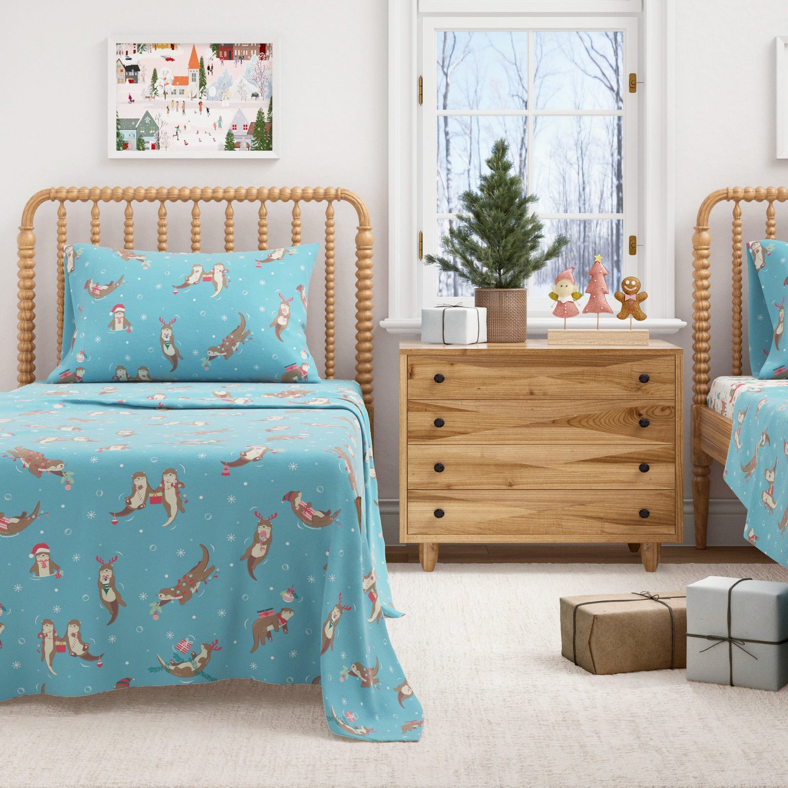 Turkish Cotton Christmas Flannel Sheet - Whittaker Collection