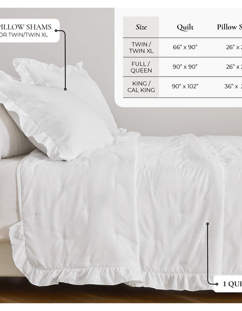 Load image into Gallery viewer, Dot Stitched Ruffled Quilt Set - Dot-Ruffled Collection
