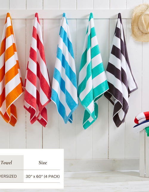 Load image into Gallery viewer, Cotton Velour Cabana Stripe Beach Towel - Novia Collection
