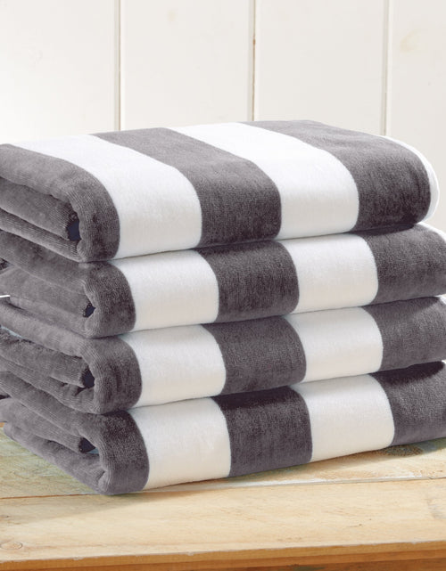 Load image into Gallery viewer, Cotton Velour Cabana Stripe Beach Towel - Novia Collection
