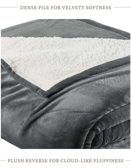 Load image into Gallery viewer, Velvet Plush Sherpa Bed Blanket - Sherpa Fleece Collection
