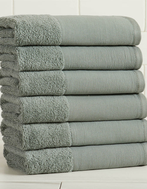 Load image into Gallery viewer, Cotton Linen-Like Border 6-Piece Towel Set - Priya Collection
