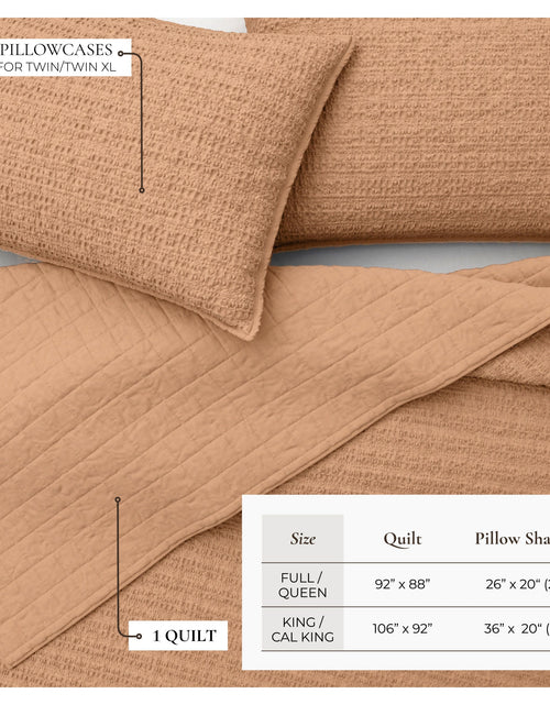 Load image into Gallery viewer, 100% Cotton Honeycomb Waffle Garment Washed Quilt Set - Genevieve Collection
