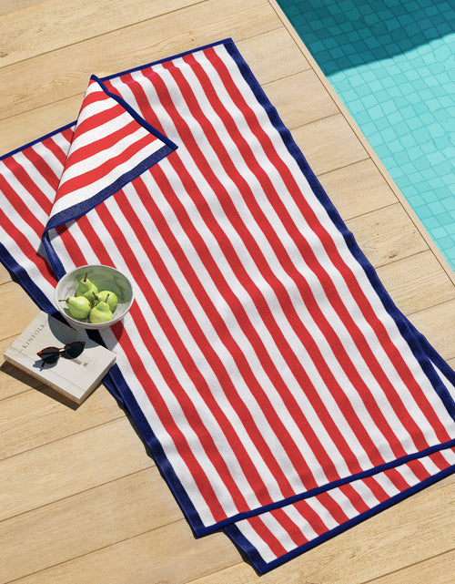 Load image into Gallery viewer, Oversized Striped Border Cabana Beach Towel - Santa Cruz

