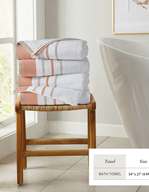 Load image into Gallery viewer, Decorative Cotton Stripe Bath Towel Set - Noelle Collection
