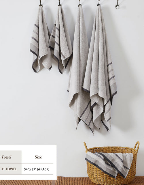 Load image into Gallery viewer, Decorative Cotton Stripe Bath Towel Set - Noelle Collection
