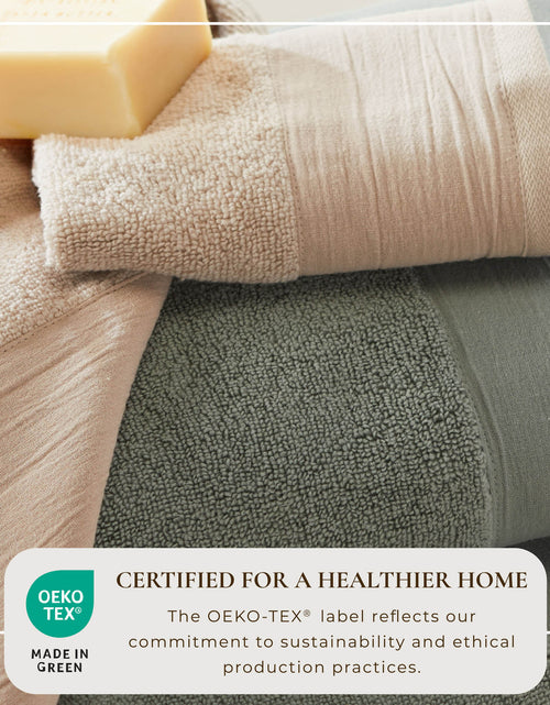 Load image into Gallery viewer, Cotton Linen-Like Border 6-Piece Towel Set - Priya Collection
