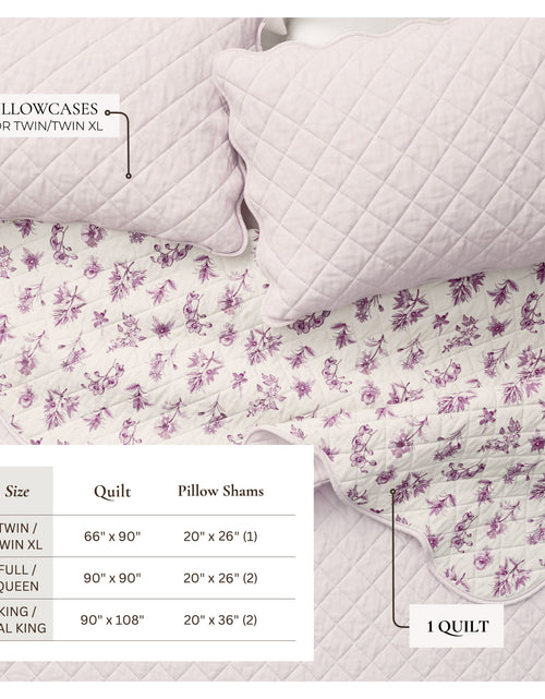Load image into Gallery viewer, Floral Print &amp; Scallopeded Edge Cotton Quilt Set - Sandie Collection
