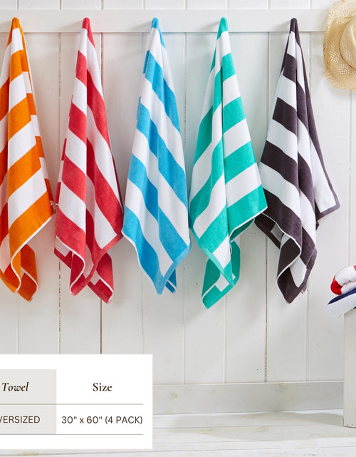 Load image into Gallery viewer, Cotton Velour Cabana Stripe Beach Towel - Novia Collection
