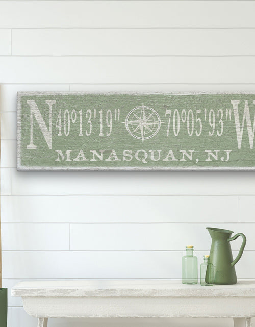 Load image into Gallery viewer, Personalized Coordinates Compass Rose Canvas Sign
