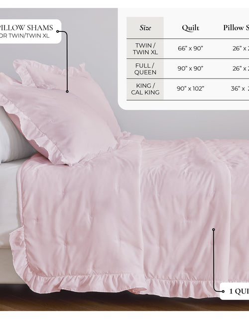 Load image into Gallery viewer, Dot Stitched Ruffled Quilt Set - Dot-Ruffled Collection
