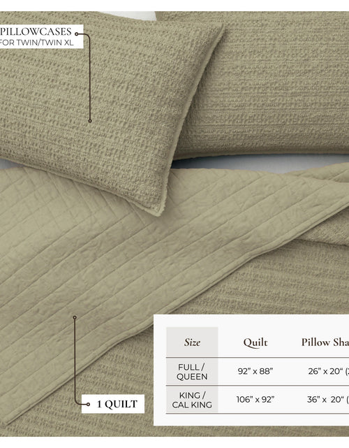 Load image into Gallery viewer, 100% Cotton Honeycomb Waffle Garment Washed Quilt Set - Genevieve Collection
