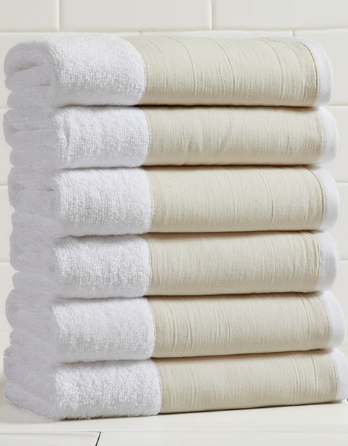 Load image into Gallery viewer, Cotton Linen-Like Border 6-Piece Towel Set - Priya Collection

