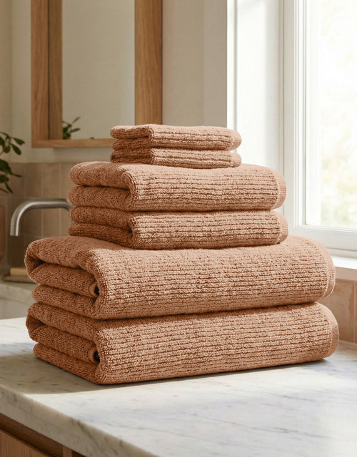 Load image into Gallery viewer, Turkish Cotton Ribbed 6-Piece Bath Towel Set - Georgiana Collection
