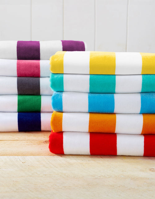 Load image into Gallery viewer, Cotton Velour Cabana Stripe Beach Towel - Novia Collection
