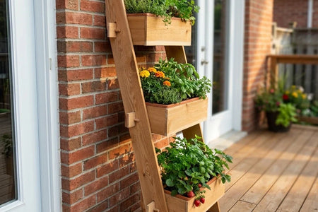 3-Tier Vertical Cedar Standing Planter Box