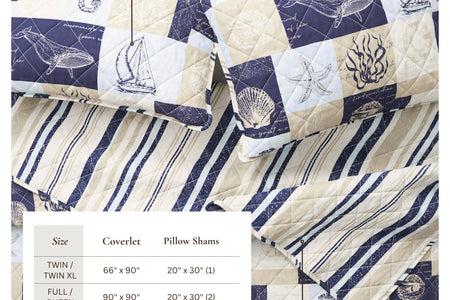 Caspian Collection Coastal Patchwork Quilt Set