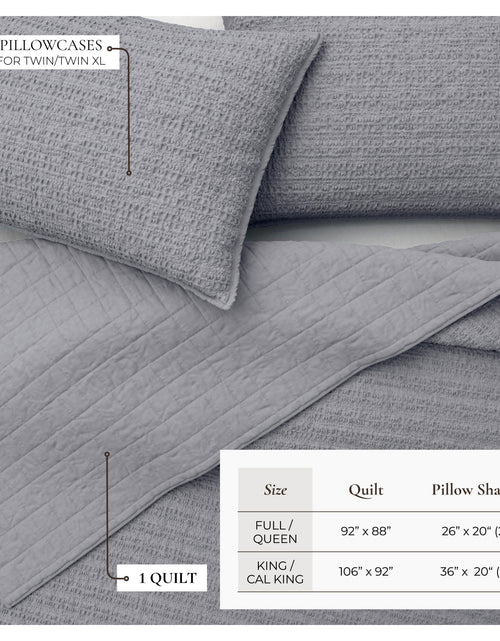Load image into Gallery viewer, 100% Cotton Honeycomb Waffle Garment Washed Quilt Set - Genevieve Collection
