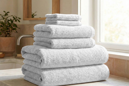 Turkish Cotton Ribbed 6-Piece Bath Towel Set - Georgiana Collection