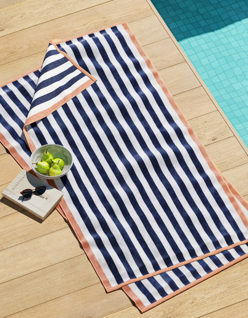 Load image into Gallery viewer, Oversized Striped Border Cabana Beach Towel - Santa Cruz
