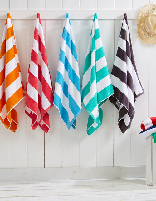 Load image into Gallery viewer, Cotton Velour Cabana Stripe Beach Towel - Novia Collection
