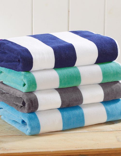 Load image into Gallery viewer, Cotton Velour Cabana Stripe Beach Towel - Novia Collection
