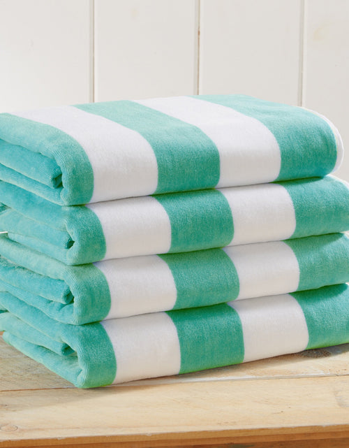 Load image into Gallery viewer, Cotton Velour Cabana Stripe Beach Towel - Novia Collection

