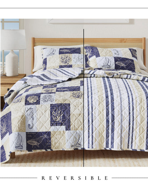 Load image into Gallery viewer, Caspian Collection Coastal Patchwork Quilt Set
