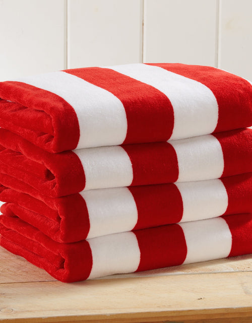 Load image into Gallery viewer, Cotton Velour Cabana Stripe Beach Towel - Novia Collection

