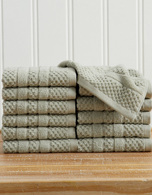 Load image into Gallery viewer, 100% Cotton Checkered Jacquard Bath Towel Set - Giuliana Collection

