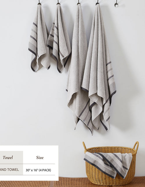 Load image into Gallery viewer, Decorative Cotton Stripe Bath Towel Set - Noelle Collection
