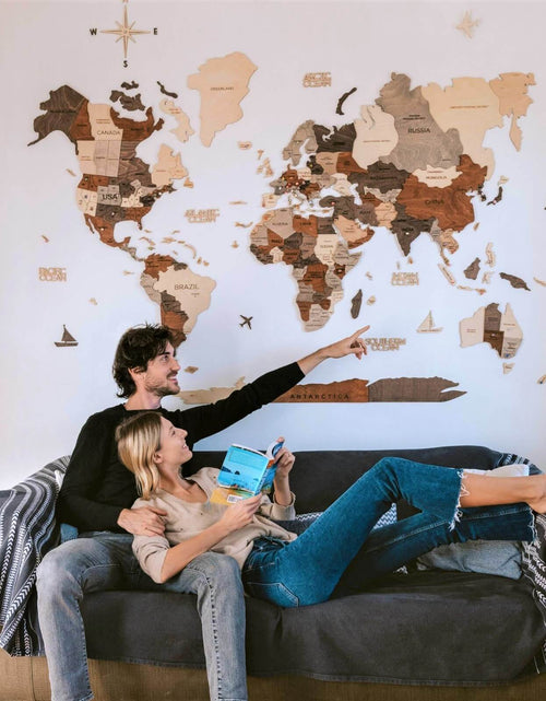 Load image into Gallery viewer, 3D Wooden World Map Multicolor
