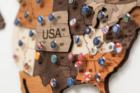 3D Wooden World Map Multicolor