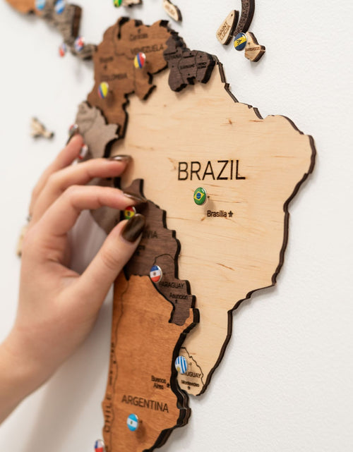 Load image into Gallery viewer, 3D Wooden World Map Multicolor

